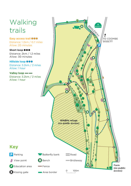 Map of Coombe Bissett Down with walking trails