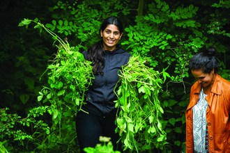 Smiling woman outdoors