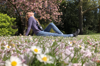 A mindful moment in a park