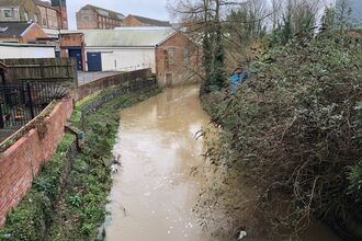River Biss looking upstream from The Shires Shopping Centre