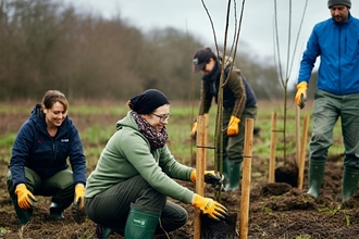 People planting trees