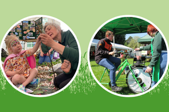 Country Comes to Town picture collage - 'hook a duck', children's craft, smoothie bike, information