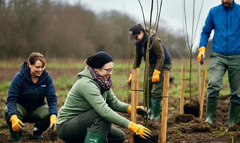 People planting trees