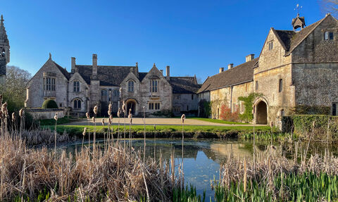 Great Chalfield Manor with pond in front