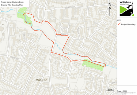 Boundary map of the Clackers Brook project.