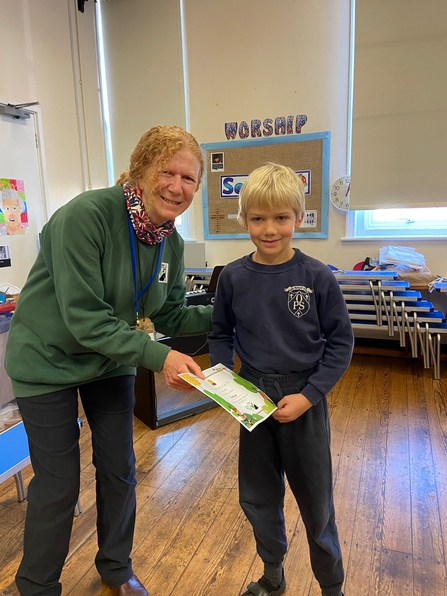 Arthur at his assembly with certificate