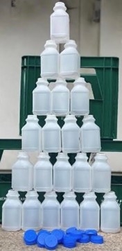 Stacked milk cartons