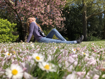 A mindful moment in a park