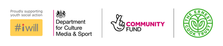 #iwill logo, Department for culture media and sport logo, community fund logo and the ernest cook trust logo