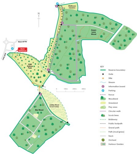 Digital map of Green Lane and Biss Wood nature reserve