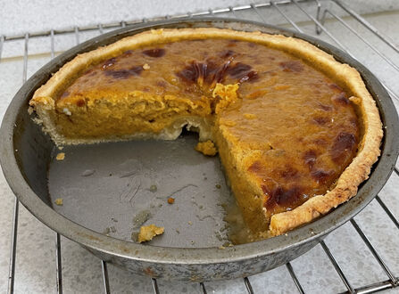 Pumpkin pie in tin
